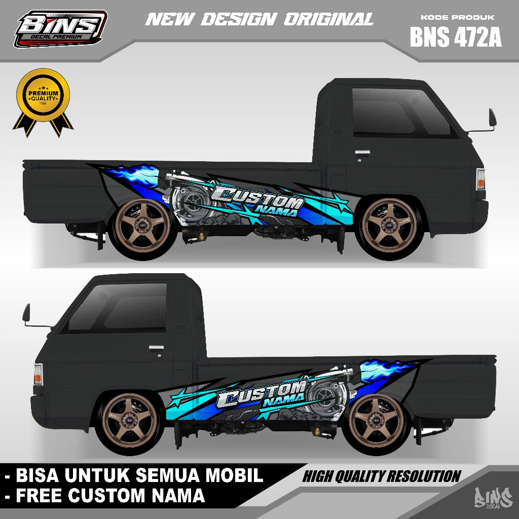 BNS 472-STIKER DECAL MOBIL TURBO KEREN L300 APV PICK UP GRANDMAX GRATIS CUSTOM NAMA