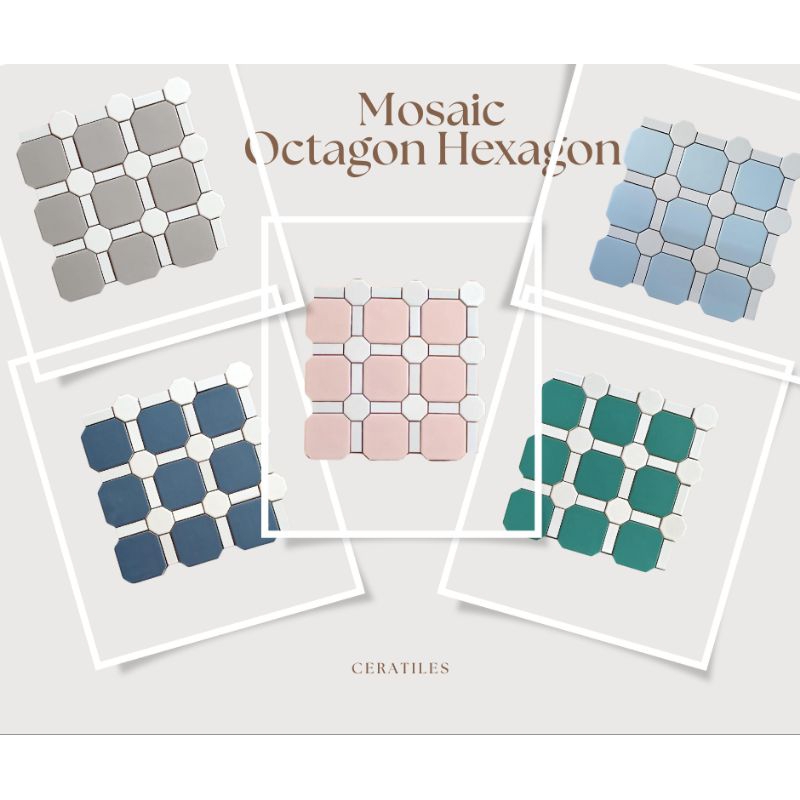 Mosaik Keramik Dinding/ Lantai/ Backsplash motif Octagon-Hexagon
