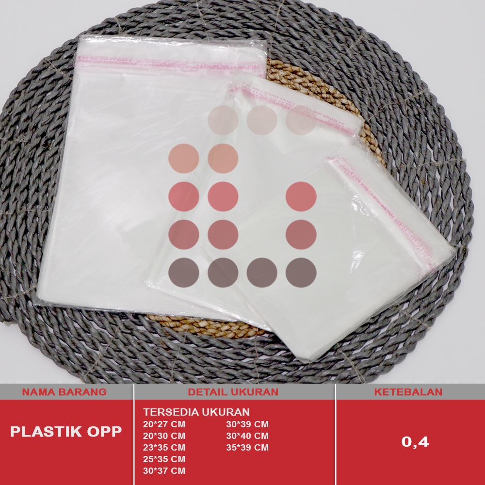 

PLASTIK OPP SEAL / PLASTIK BAJU / PLASTIK UNDANGAN 35x39+3 cm TEBAL 04 ISI 100 PCS