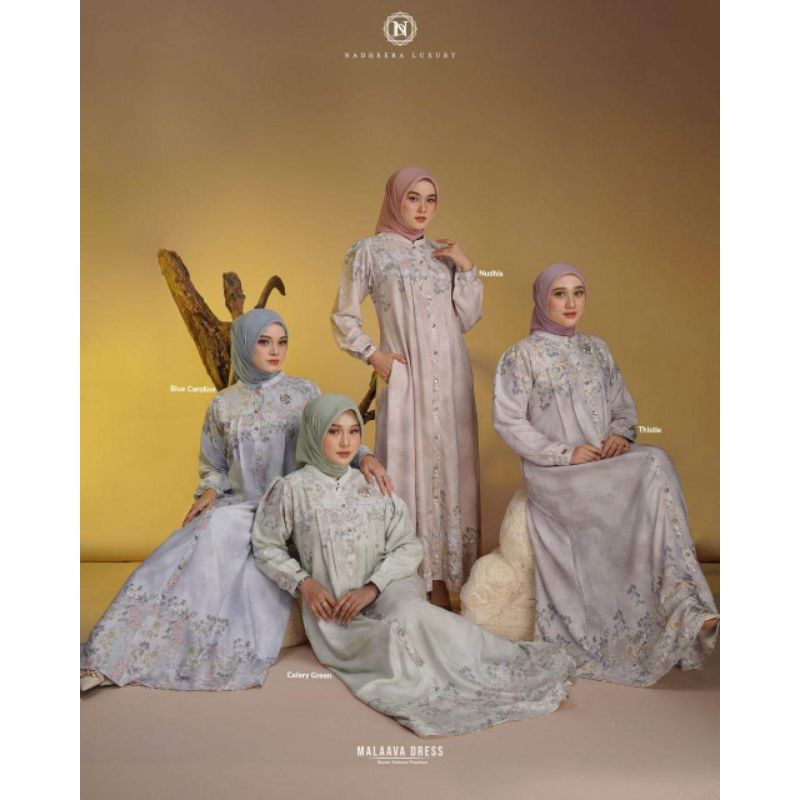 MALAAVA DRESS NADHEERA LUXURY || Promo Gamis Wanita Pesta Rayon Emboss Premium Terbaru