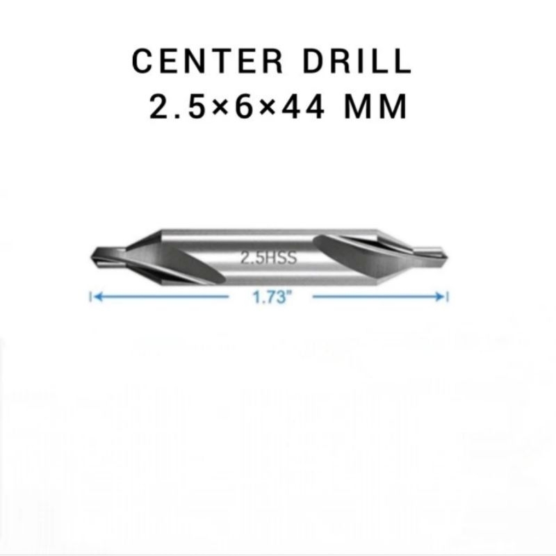 Center Drill 2.5×6×60° HSS Mata Bor Center 2.5mm center bor