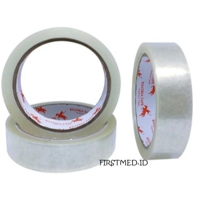 

Lakban bening 1 inci 24 mm 2 jari / Selotip Isolasi Slasiban putih / OPP Tape 60 Yard