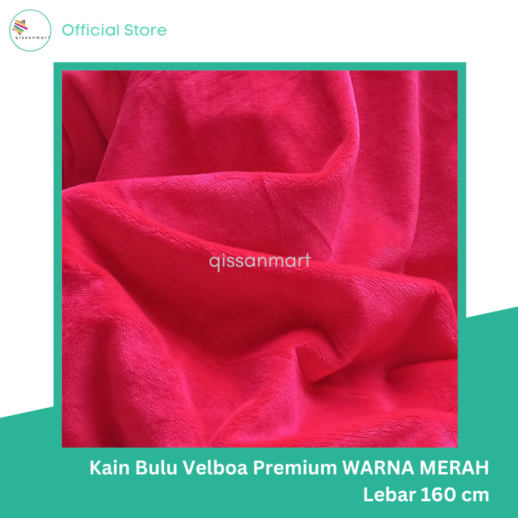 Kain Bulu Velboa Warna Merah Premium Grade A Lebar 160 cm - Kain Bulu Pendek Halus Lembut