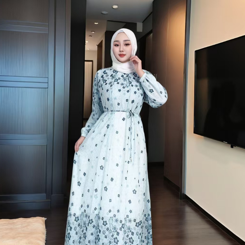 FANMU long dress floral muslim dress hijab bangkok