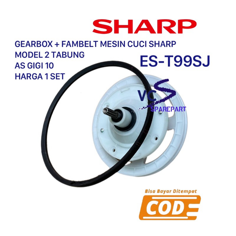 [ SHARP ES-T99SJ ]GEARBOX + FANBELT MESIN CUCI SHARP ES-T99SJ - GIRBOX MESIN CUCI SHARP 2 TABUNG