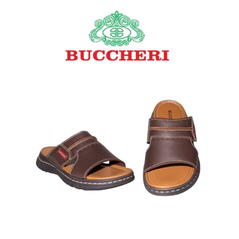 BUCCHERI Sandal Selop Pria Full Kulit-ps1051-brown