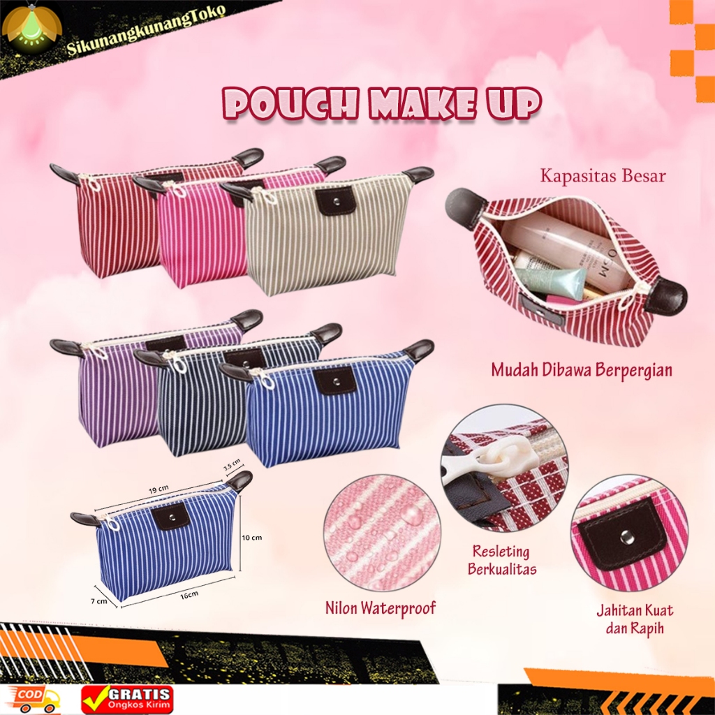 (SKN) Tas Pouch Make Up Organizer Aksesoris Traveling Poch Travel Kosmetik Dompet Bedak Warna Motif 
