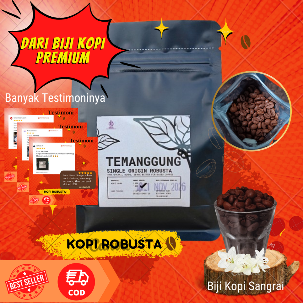 

Kopi Temanggung Robusta Biji Sangrai Murni 100% Asli 100 grma