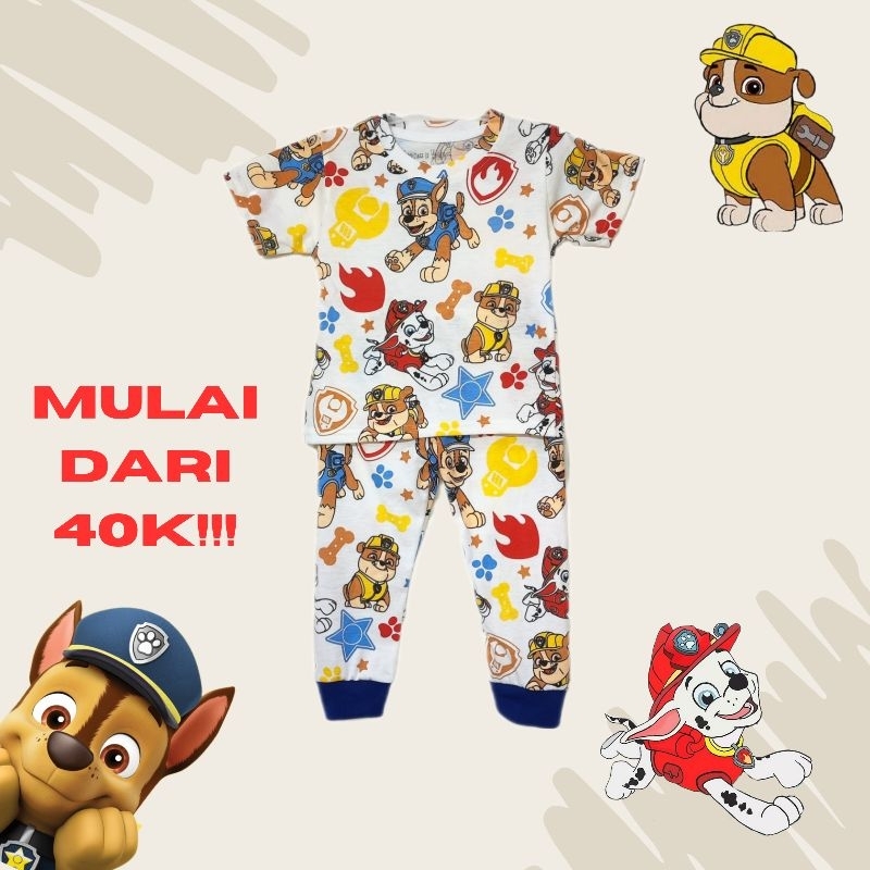 SETELAN ANAK BAJU ANAK MOTIF PAW PATROL CELANA PANJANG