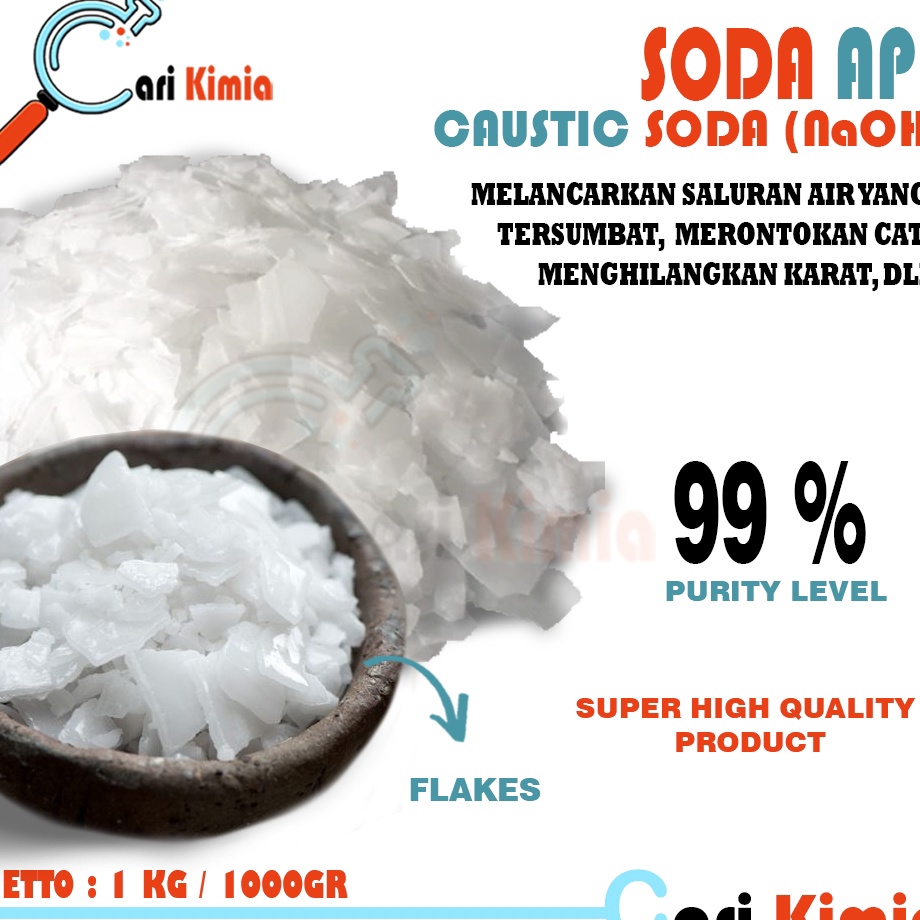 Serbu sekarang Soda Api  Anti Sumbat 1 Kg Perontok Cat Penghancur Mampet Saluran Pipa Air  NaOH Pemb