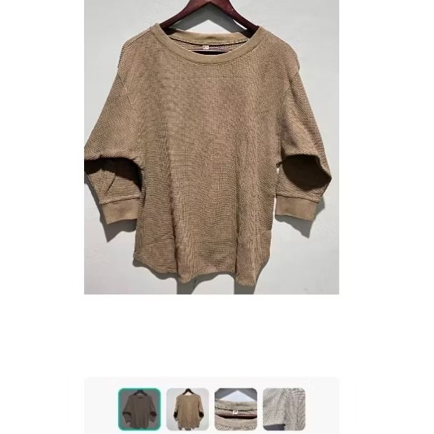 uniqlo waffle crewneck army preloved