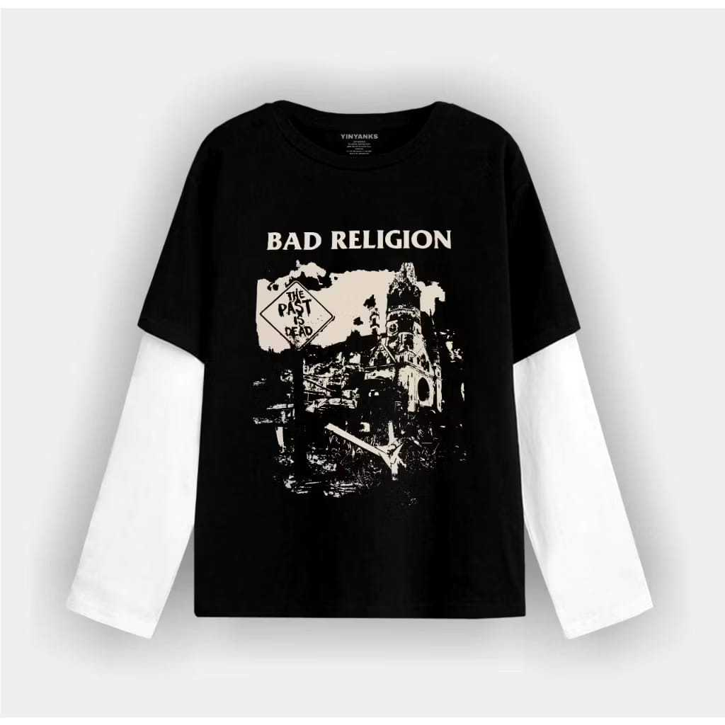 zuro - T-shirt Double layer bad religion past long sleeve  kaos pria wanita
