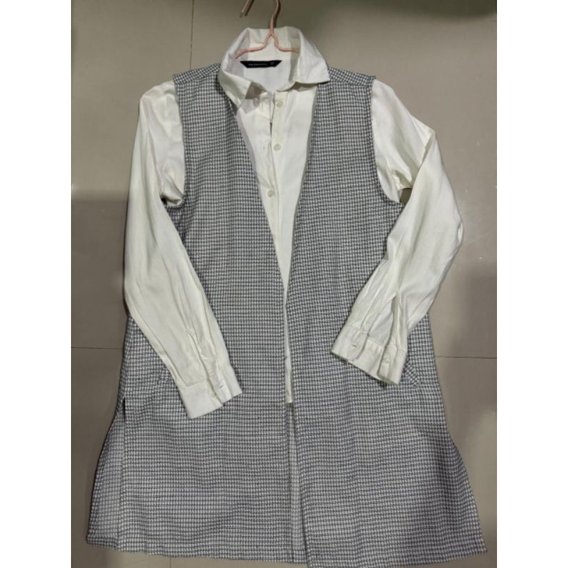 satu set kemeja executive dan cardigan geela