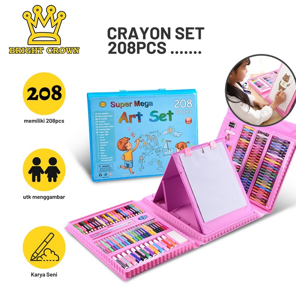 

Free Pengemasan BrightCrown Pensil Warna Crayon Set Isi 28pcs 15pcs Crayon set Warna Cocok Menggambar Mewarnai