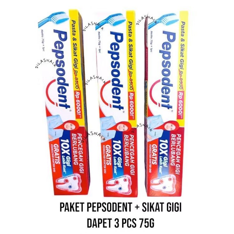 Pepsodent 75gr pasta gigi Pepsodent gratis sikat gigi paket odol Pepsodent termurah