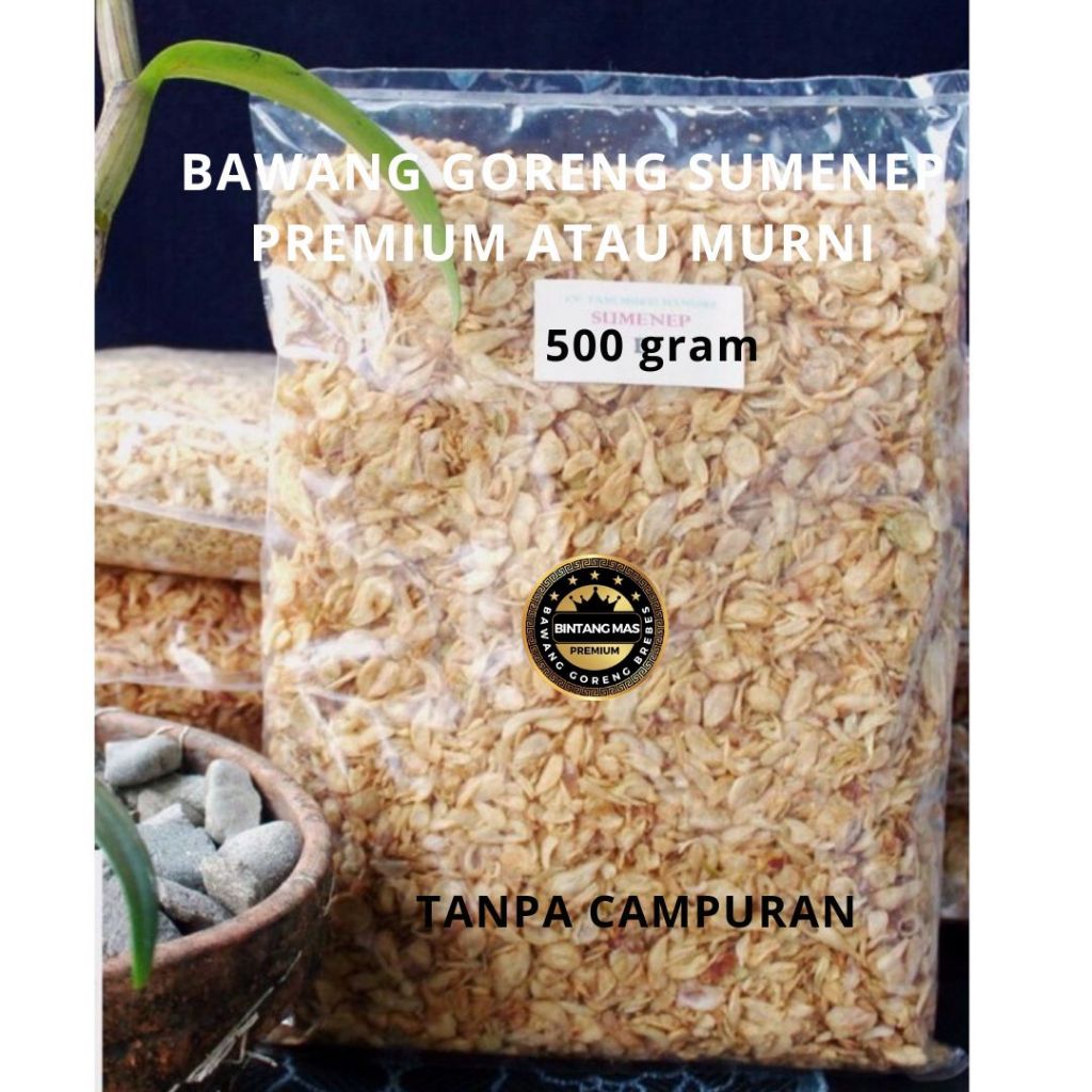 

Bawang Goreng Sumenep Asli Premium Grade A Termurah 500 gram kemasan refill free packing COD