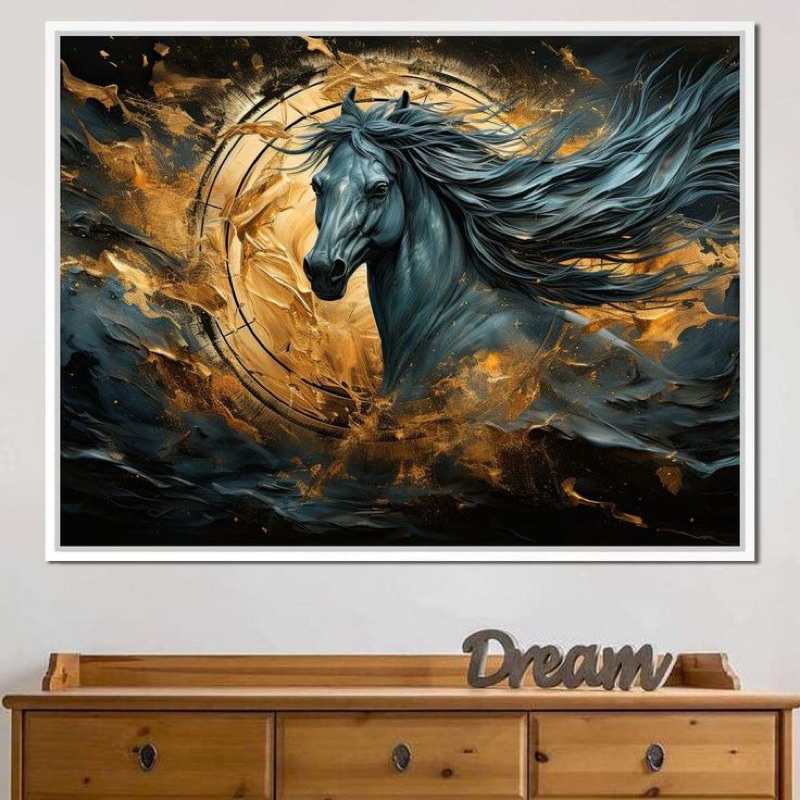 LUKISAN KUDA BESAR HIASAN DINDING AESTHETIC RUANG TAMU