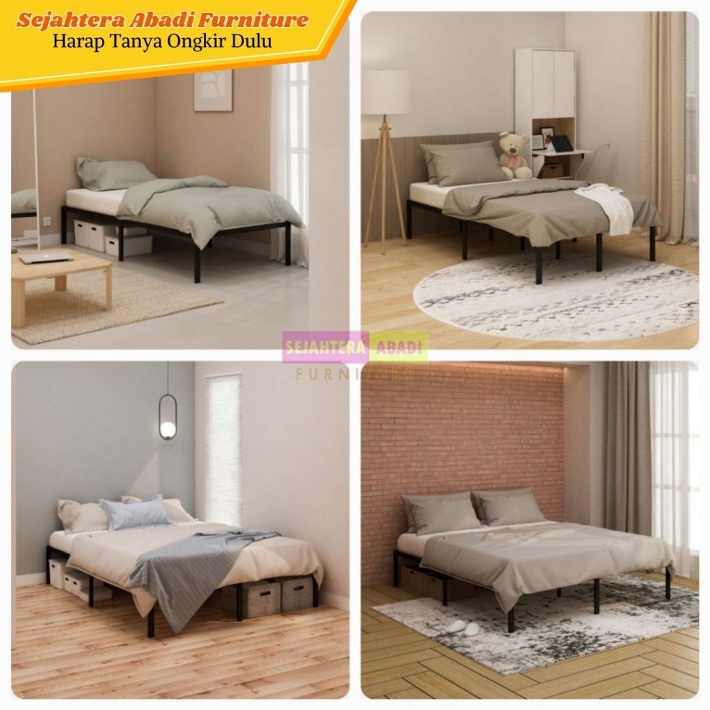 ranjang besi, tempat tidur besi, divan besi, dipan, metal bed DASAR MBD Pirasi knockdown system mini
