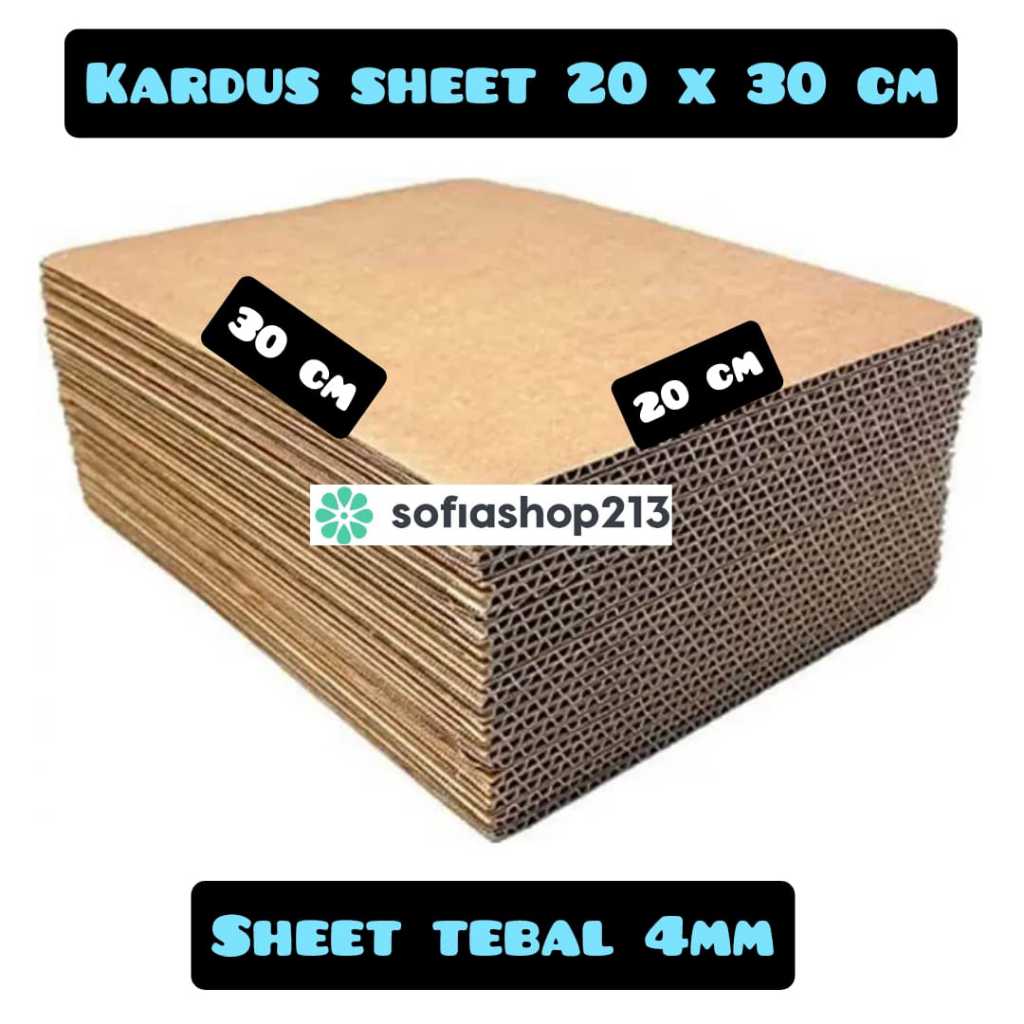 

kardus sheet lembaran ukuran 20x30 cm / 30x20 cm tebal 4 mm C-flude