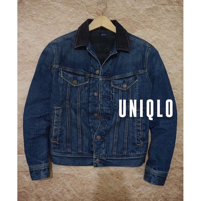 jaket denim trucker kerah corduroy uniqlo second bekas preloved