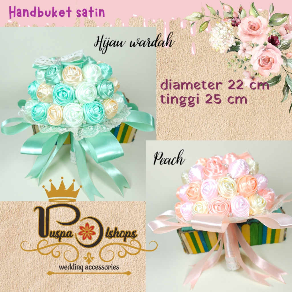 Partenzil Handbuket Pengantin Handbuket Pita Satin Buket Bunga