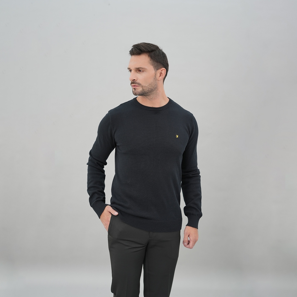 Johnwin - Sweater Pria - Motif Polos - Hitam - ASW.660.D047.004.C-L/S