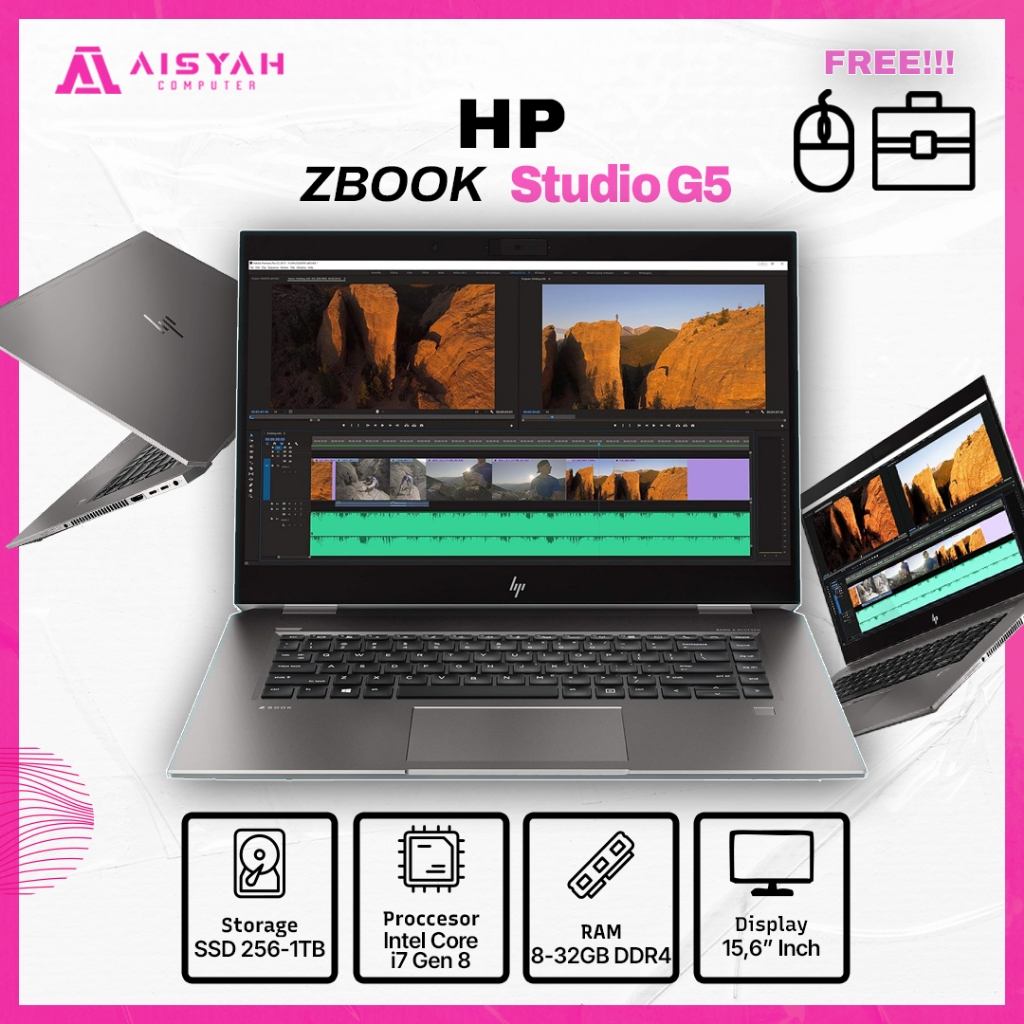Laptop HP Zbook Studio G5 Dual VGA Gaming / Core i7 Gen 8 / Ram 16 SSD 512 / HP Zbook Studio G5 Seco