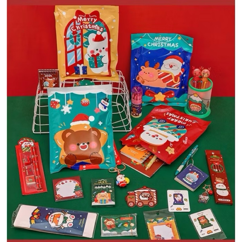 

Kado Natal Anak Sekolah Minggu isi Alat Tulis Buku / Christmas Stationery Hampers Parcel Souvenir