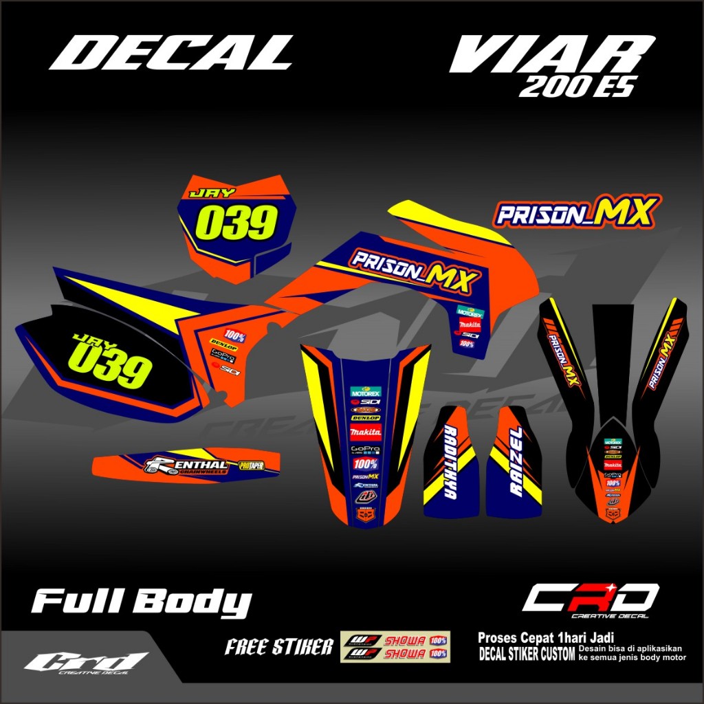 Decal Viar Cross-x 200es custom Decal Viar 200 es Decal viar free reques