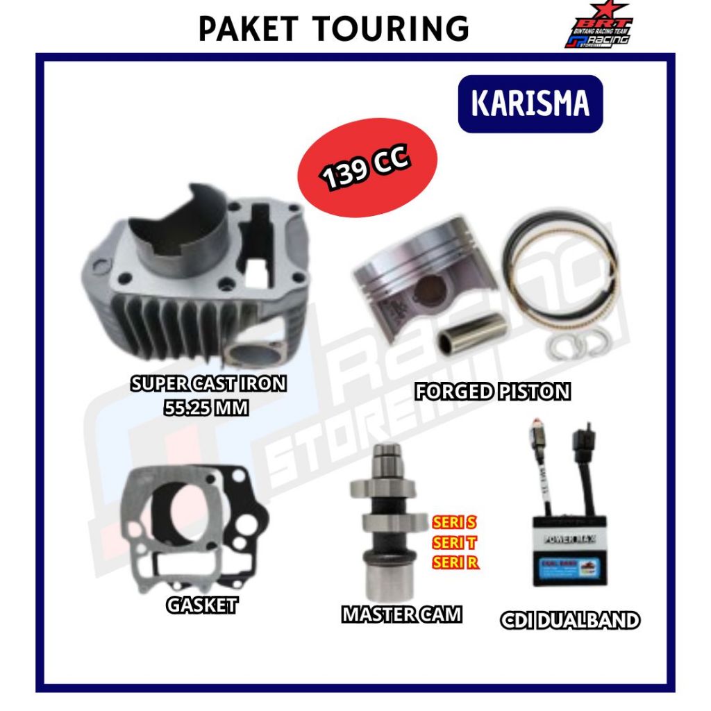 BRT Paket Bore Up Touring 2 Karisma - Blok Piston - Master Cam - CDI