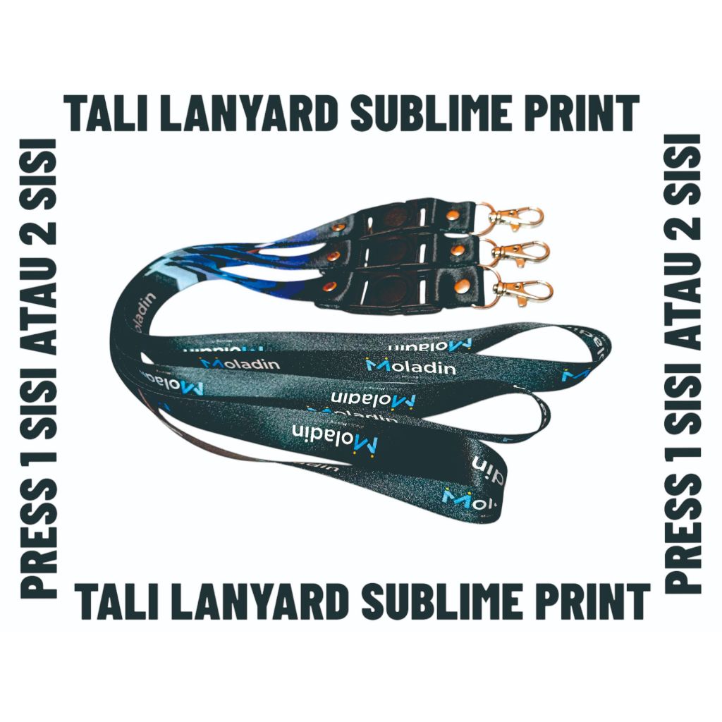 

Tali Lanyard Sublim Print Custom Desain Press 1 atau 2 Sisi Gantungan Name Tag Id Card Premium 2cm