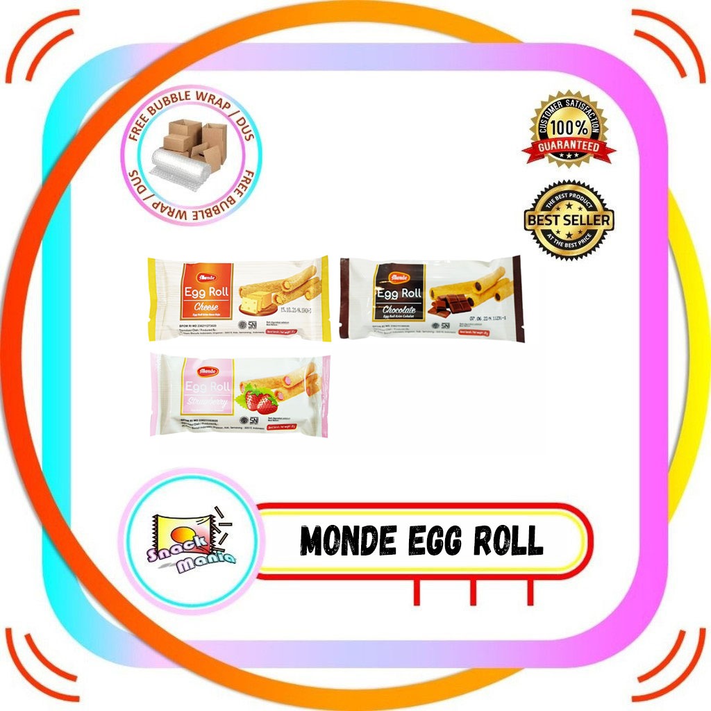 

Monde Egg Roll Chocolate | Cheese | Strawberry Stick Biskuit 35 gr x 10 pcs Keju