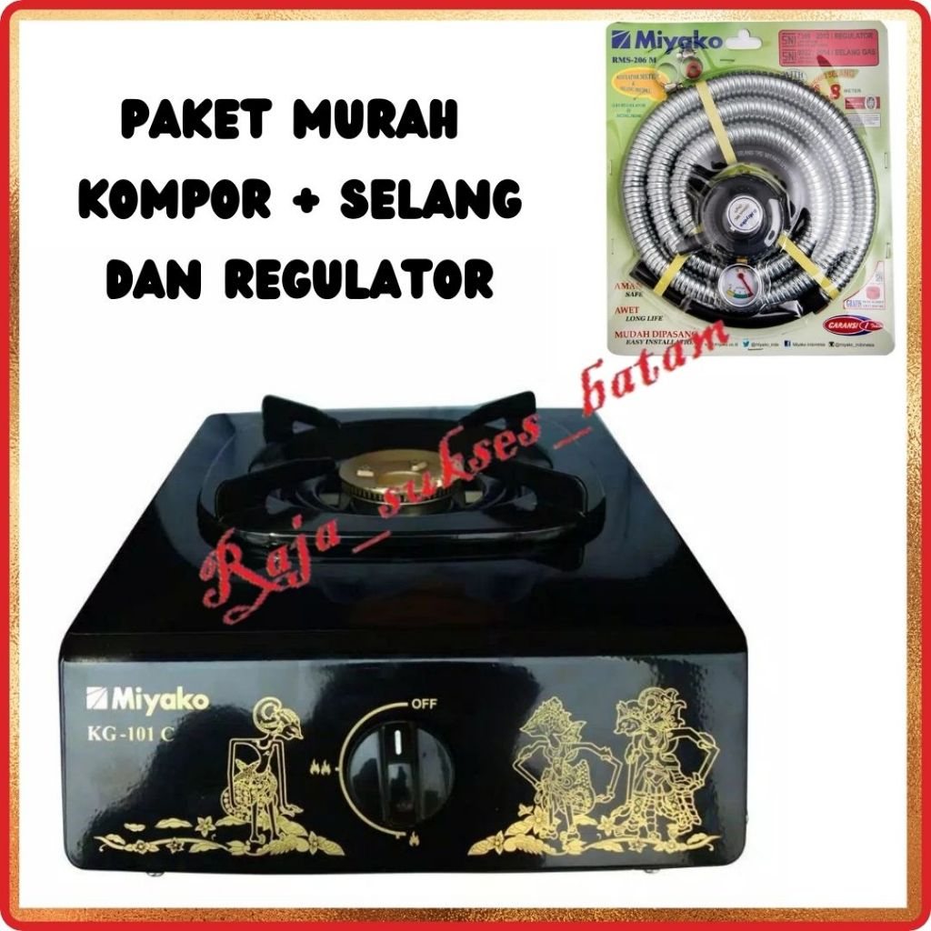 KOMPOR GAS 1 SET PAKET SELANG REGULATOR KOMPOR GAS 1 TUNGKU MIYAKO BATAM
