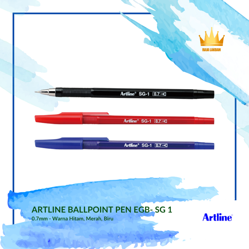 

1 Lusin - Pulpen Tulis Ballpoint Artline Ballpoint Pen EGB-SG 1/ 0.7 mm / Hitam/ Biru/ Merah