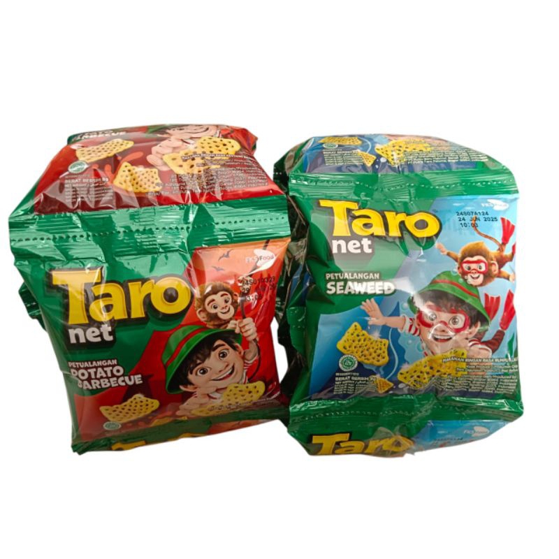 

Snack taro net petualanganKemasann renteng 8gr 1 renteng isi 10 bungkus Varian Seaweed Barbecue