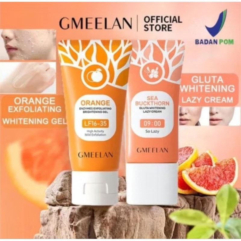 GMEELAN Orange Exfoliating Gel & Whitening Lazy Cream Original BPOM