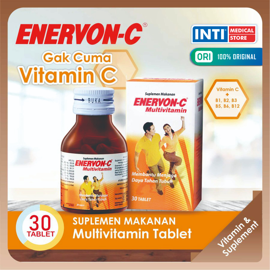 Enervon | Enervon C Tablet Botol Isi 30 | Multivitamin | Vitamin C