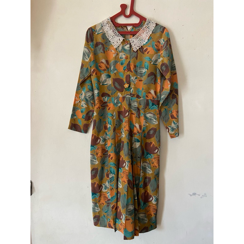 Preloved Gaun Dress Terusan Wanita Motif Bunga