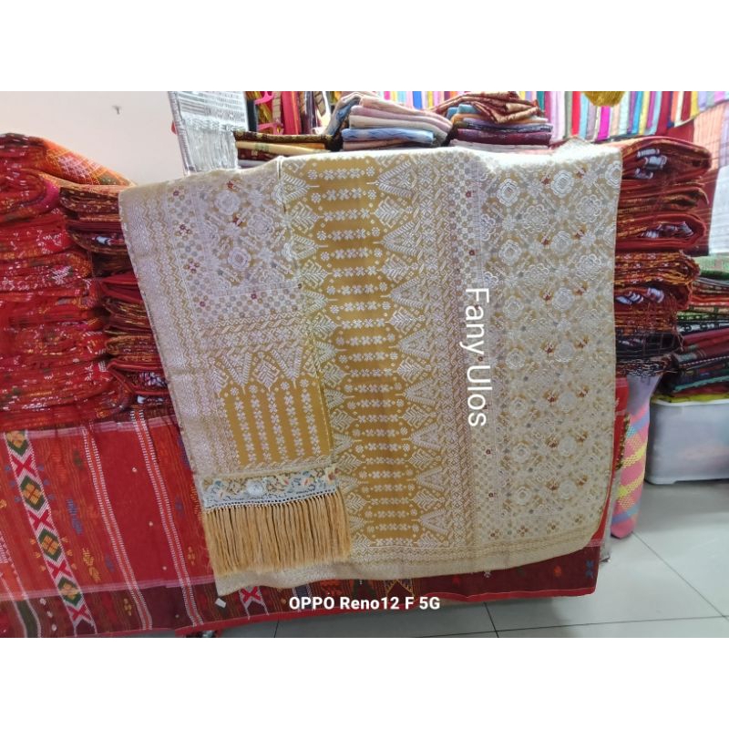 SONGKET MESIN ATBM PALEMBANG WARNA SILVER TEMBAGA TUMPAL KUNING KUNYIT.