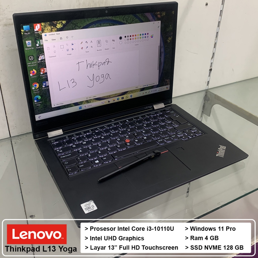 Lenovo Thinkpad Yoga L13 Core i3 Gen10 stylushpen Ram 4GB SSD 128GB
