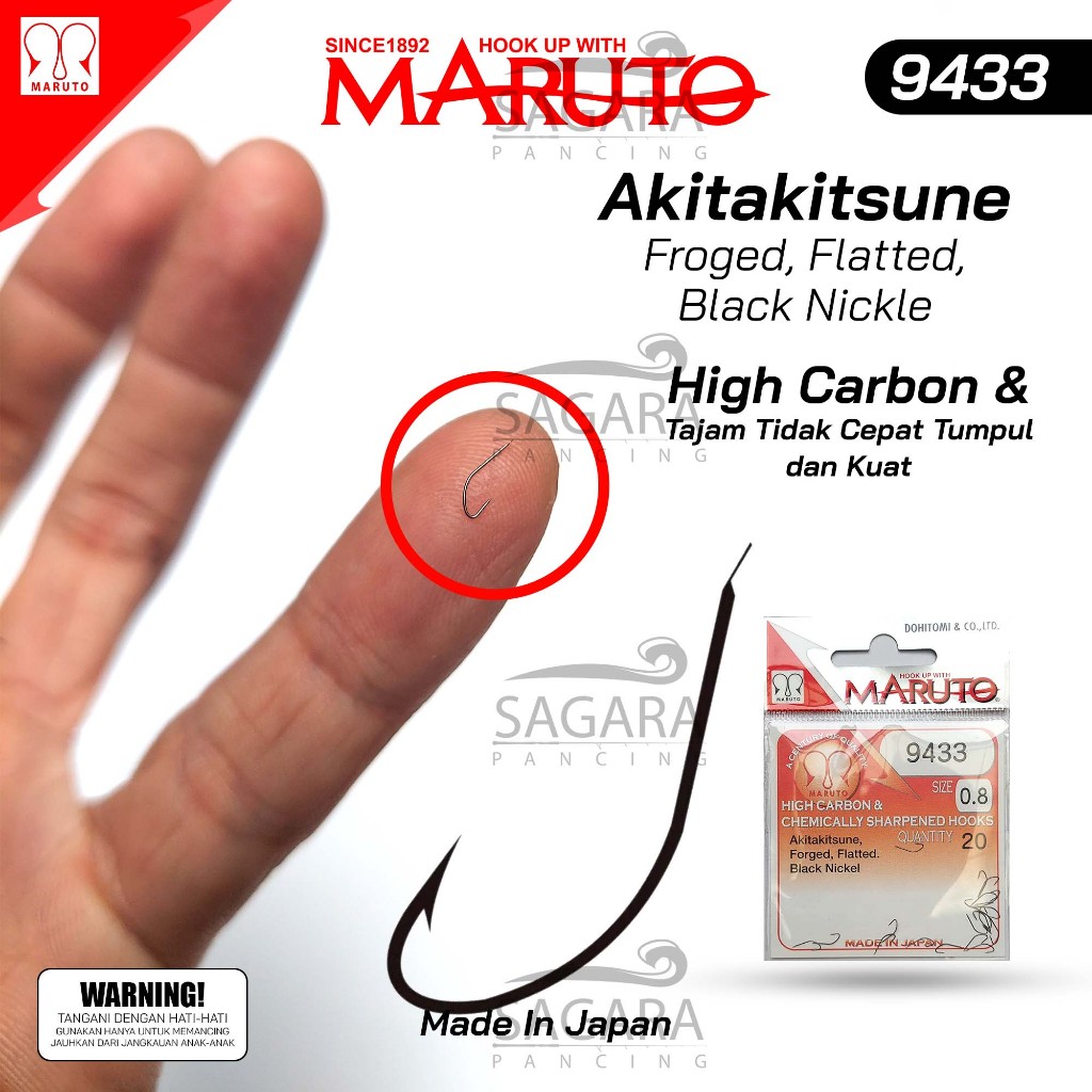 Hook Maruto Akitakitsune 9433 Made In Japan Kail Pancing Micro Fishing Hand Sleeve