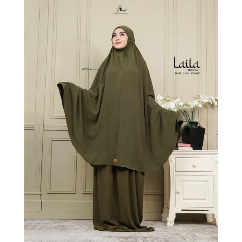 Mukena Laila by Arrafi ORI Mukena Potongan Polos Jumbo Linen Tebal