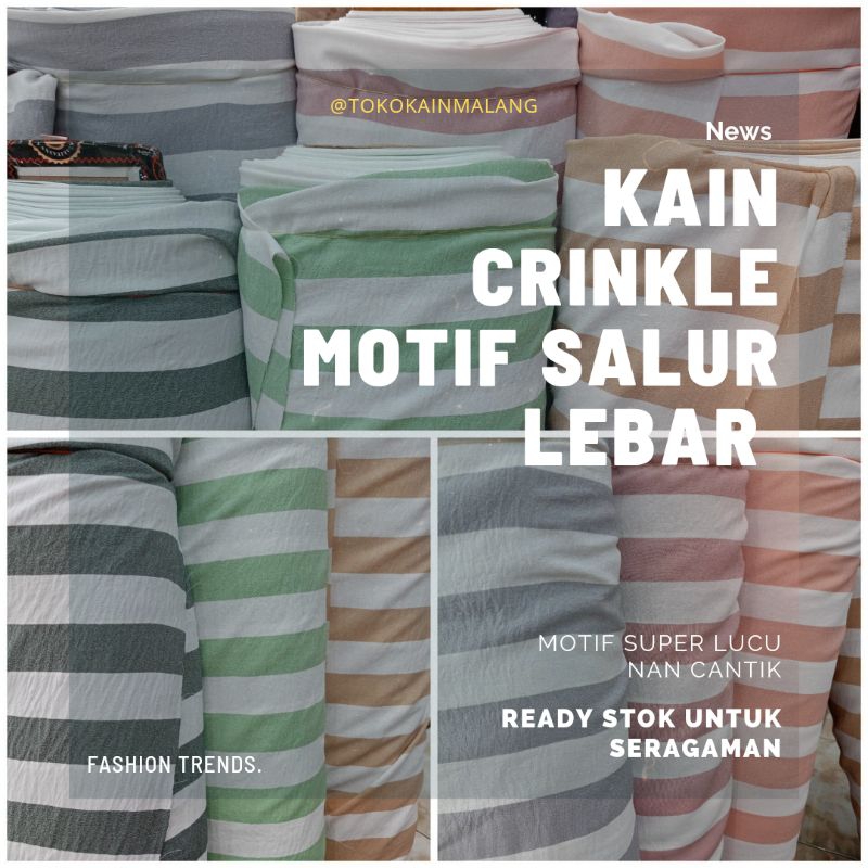KAIN CRINKLE | BAHAN CRINKLE MOTIF SALUR LEBAR/KAIN CRINKLE MOTIF SALUR LEBAR PREMIUM METERAN (HARGA
