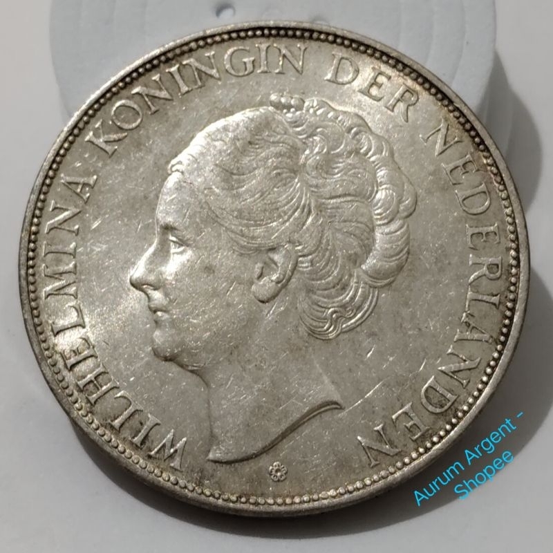 SWILH2.5G-7S.. 1 PC KOIN PERAK KUNO ASLI 2.5 GULDEN WILHELMINA TH 1939.  -- SILVER COIN --