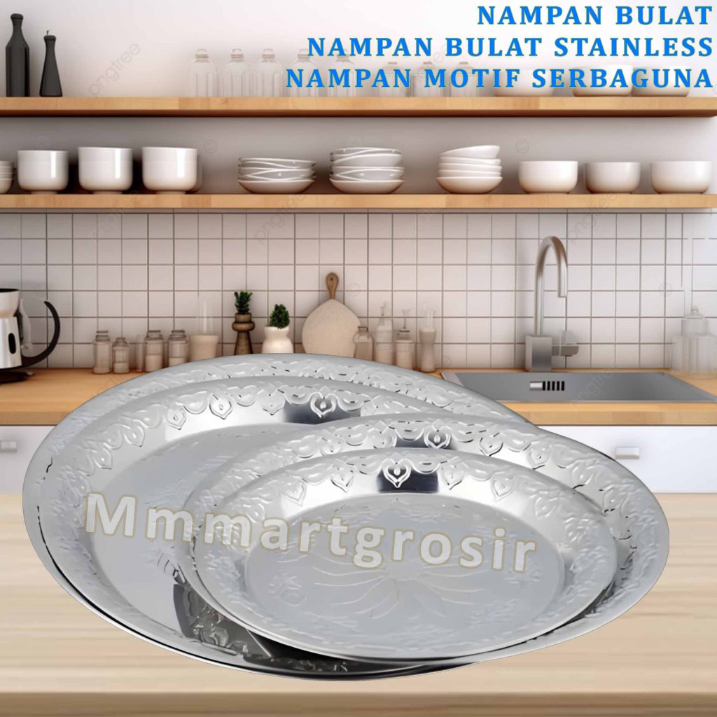 Nampan Bulat / Nampan Bulat Stainless / Nampan Motif Serbaguna / Uk.30cm