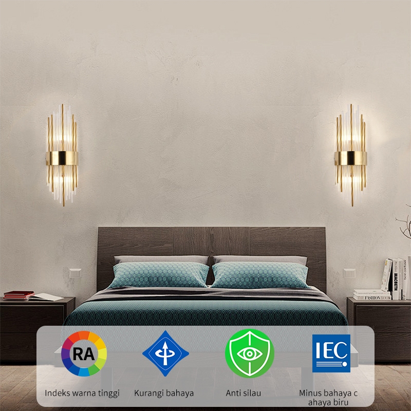 Lampu kristal mewah lampu dinding aesthetic lampu led kamar lampu belajar lampu kamar aesthetic lamp