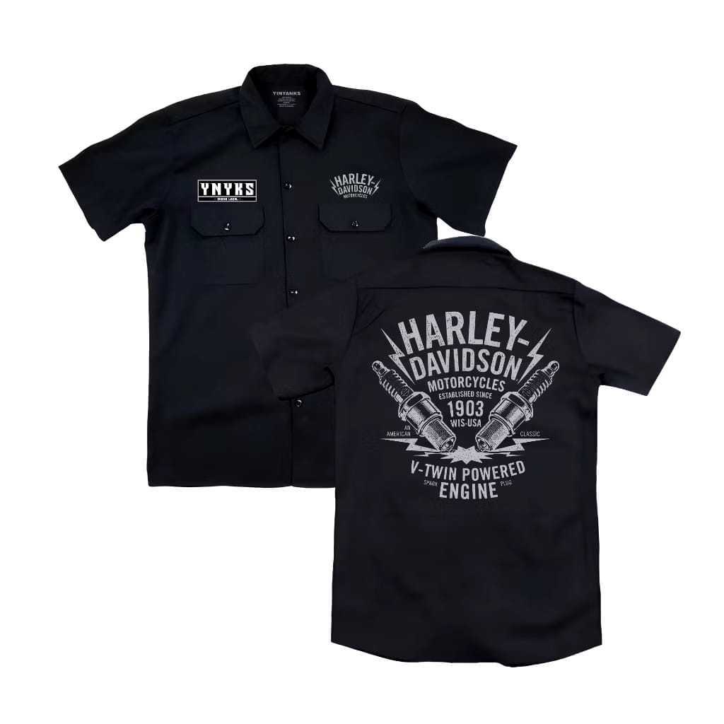 KEMEJA KERJA | WORKSHIRT | PDH | HARLEY-DAVIDSON V TWIN POWERED ENGINE | UNISEX | BAJU PRIA | BAJU W