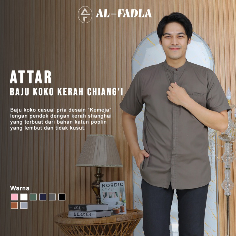 AL FADLA - Kemeja Koko Casual Pria Lengan Pendek Attar