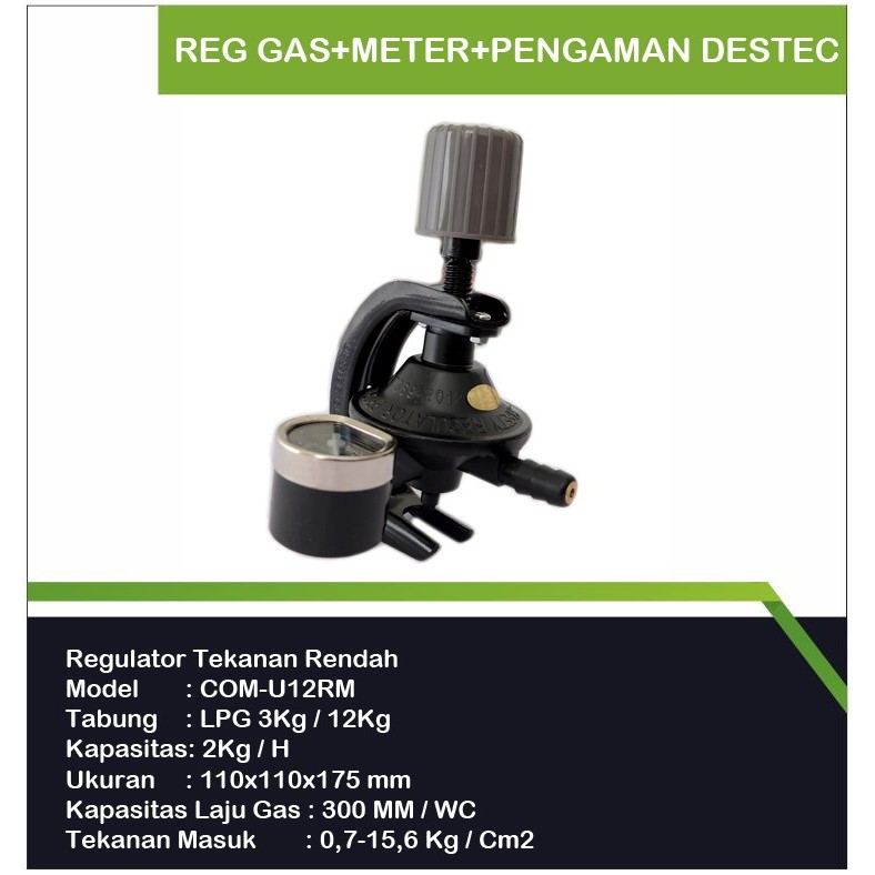 Regulator Gas + Meter + Pengaman Destec / Regulator Kompor Gas/Regulator gas
