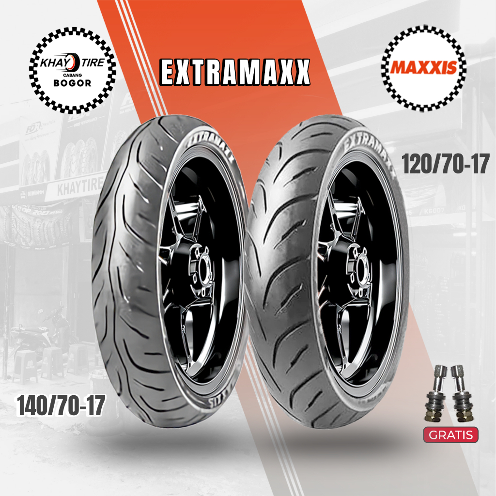 Sepasang Ban Motor 𝗦𝗣𝗢𝗥𝗧 - 𝗦𝗨𝗣𝗘𝗥𝗠𝗢𝗧𝗢 MAXXIS EXTRAMAXX 120/70-17 dan 140/70-17 Tubeless